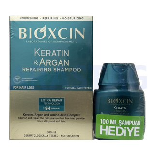 شامپو سر بیوکسین BIOXCIN سبز مدل کراتین و آرگان حجم ۴۰۰ میل(واردات قانونی ارسال از منطقه آزاد ارس)