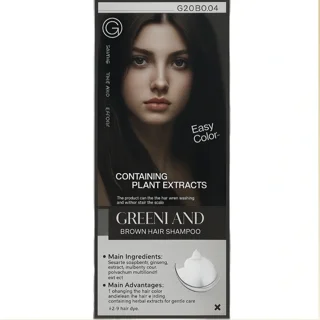 شامپو رنگ مو گیاهی گرینلند GREENLAND با رنگ قهوه‌ای حجم ۵۰۰میل