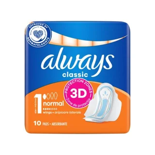 نوار بهداشتی 3D آلویز always مدل کلاسیک سایز ۱ بسته ۱۰عددی