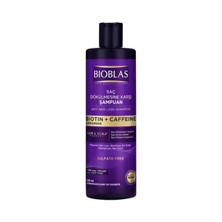 شامپو سر بدون سولفات و ضد ریزش بیوبلاس BIOBLAS حاوی بیوتین و کافئین حجم ۴۰۰میل