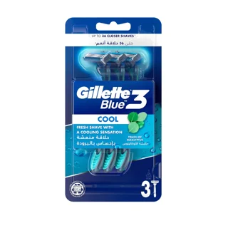 تیغ اصلاح ژیلت GILLETTE سری BLUE 3 مدل خنک بسته ۳عددی