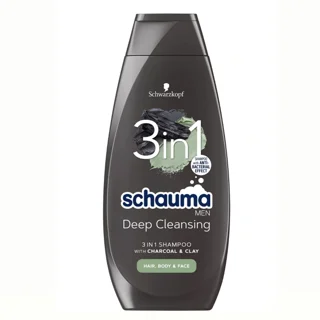 شامپو مردانه 3IN1 شاوما Schauma مدل DEEP CLEANING زغالی حجم ۴۰۰میل