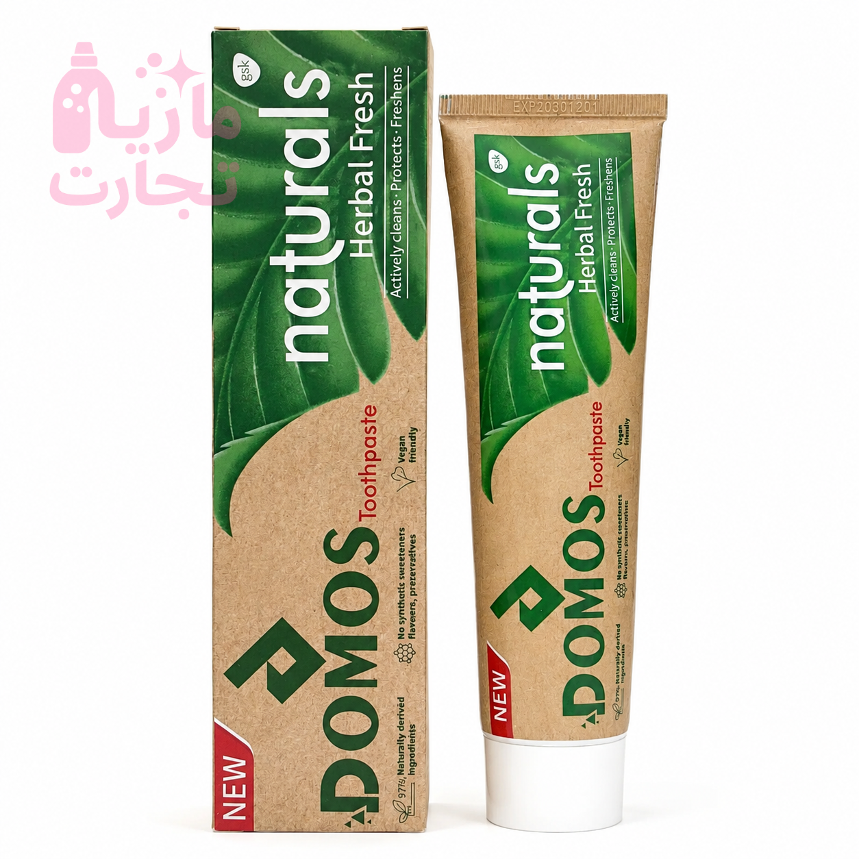 خمیردندان گیاهی دوموس DOMOS مدل naturals وزن ۱۸۰ گرم