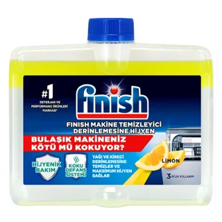 مایع جرمگیر ماشین ظرفشویی فینیش finish لیمویی حجم ۲۵۰میل(واردات قانونی ارسال از منطقه آزاد ارس)
