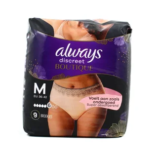 نوار بهداشتی شورتی آلویز always مدل شش قطره سایز مدیم M بسته ۹ عددی