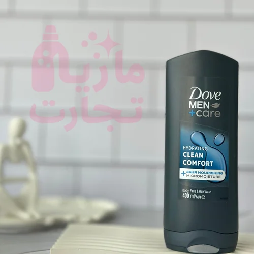شامپو سهفاز داو dove مناسب سر صورت و بدن سری MEN+Care مدل CLEAN COMFORT حجم ۴۰۰میل