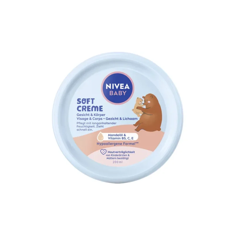 کرم سافت صورت و بدن کودک نیوا NIVEA BABY حاوی روغن بادام حجم ۲۰۰میل