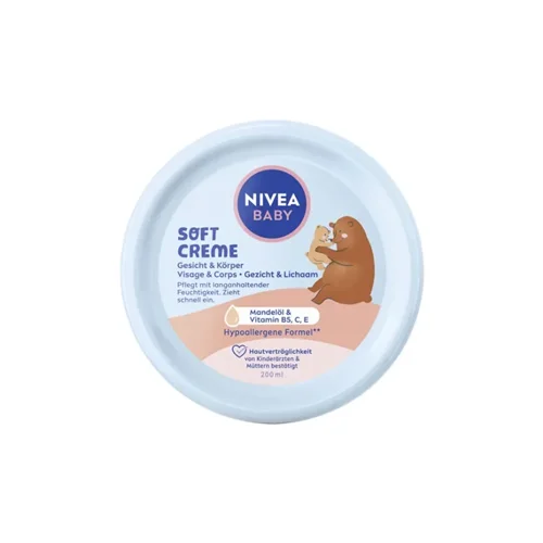 کرم سافت صورت و بدن کودک نیوا NIVEA BABY حاوی روغن بادام حجم ۲۰۰میل