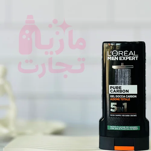 ژل دوش فرانسوی لورال L'OREAL سری MEN EXPERT مدل PURE CARBON حجم ۳۰۰میل