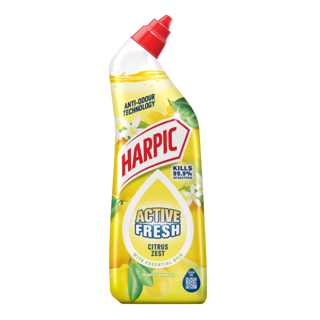 ژل جرمگیر و تمیزکننده توالت هارپیک HARPIC سری ACTIVE FRESH با رایحه میوه‌ای حجم ۷۵۰میل