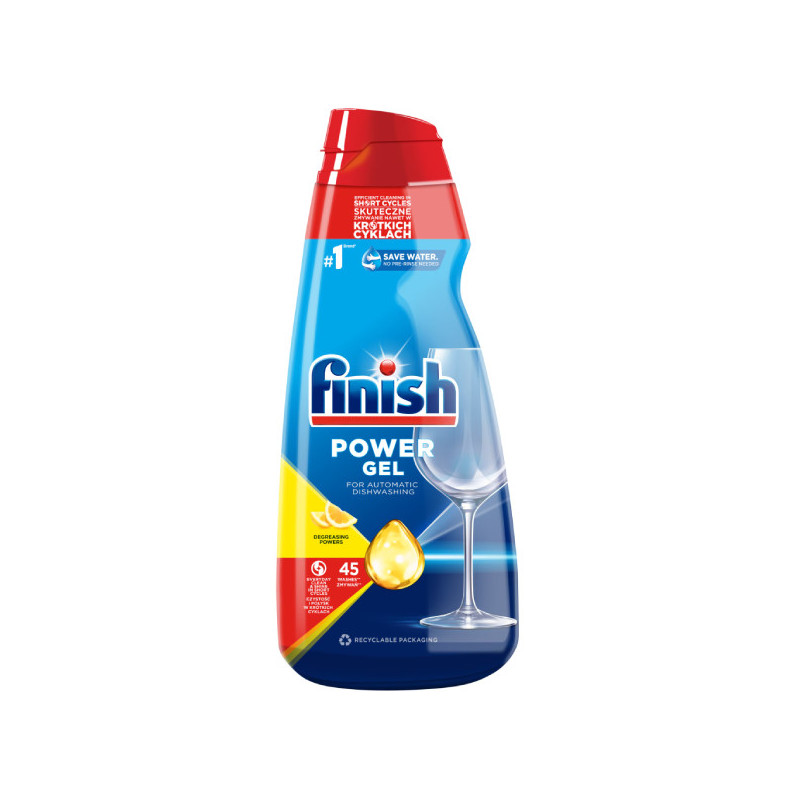 ژل ماشین ظرفشویی فینیش finish سری پاور ژل با رایحه لیمویی ۴۵واش حجم ۹۰۰میل