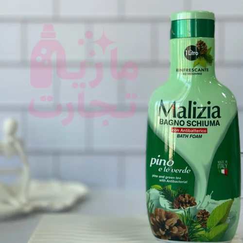 شامپو بدن ایتالیایی مالزیا Malizia سری BAGNO SCHIUMA مدل pino با رایحه چای سبز و کاج حجم ۱لیتری