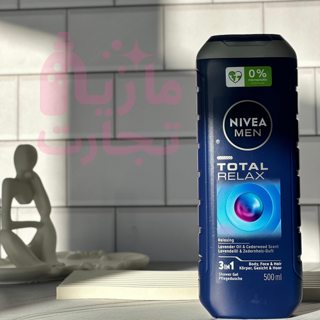 شامپو سر صورت و بدن نیوا NIVEA MEN مدل TOTAL RELAX حجم ۵۰۰میل
