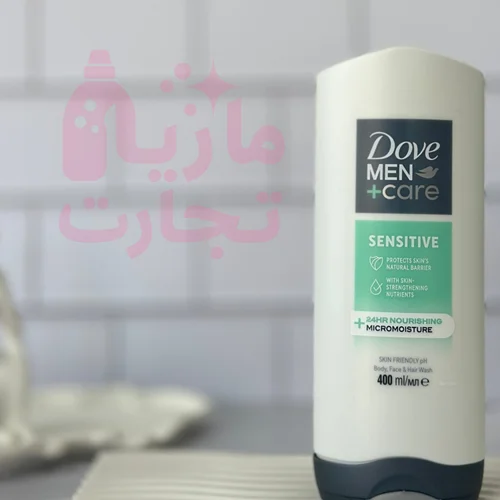 شامپو سهفاز داو dove مناسب سر صورت و بدن سری MEN+Care مدل SENSITIVIT حجم ۴۰۰میل
