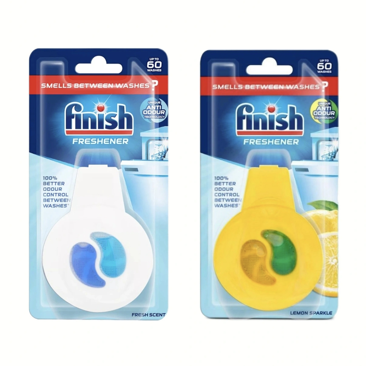 بوگیر ماشین‌ظرفشویی اروپایی فینیش finish مدل FRESHNER طرح جدید در ۲ رایحه لیمویی و اقیانوسی مناسب ۶۰بار استفاده