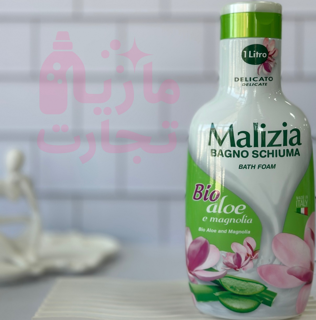 شامپو بدن ایتالیایی مالزیا Malizia سری BAGNO SCHIUMA مدل Bio aloe با رایحه آلورا و گل سرخ حجم ۱لیتری