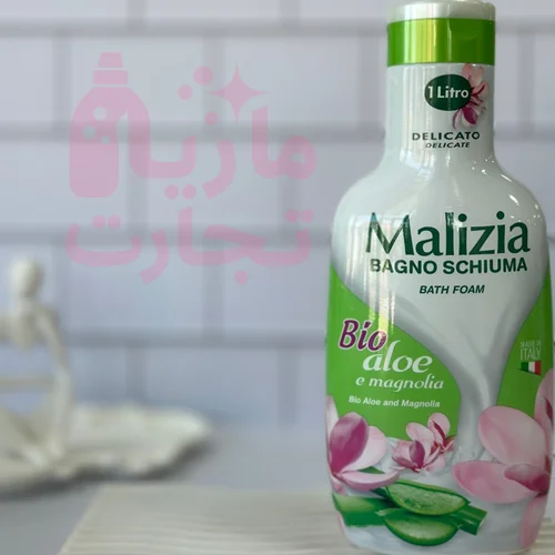 شامپو بدن ایتالیایی مالزیا Malizia سری BAGNO SCHIUMA مدل Bio aloe با رایحه آلورا و گل سرخ حجم ۱لیتری