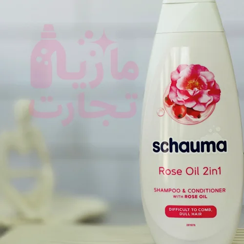 شامپو سر شاوما schauma مدل 2in1 مناسب موهای خشک و کدر با رایحه گل رز ۴۰۰میل