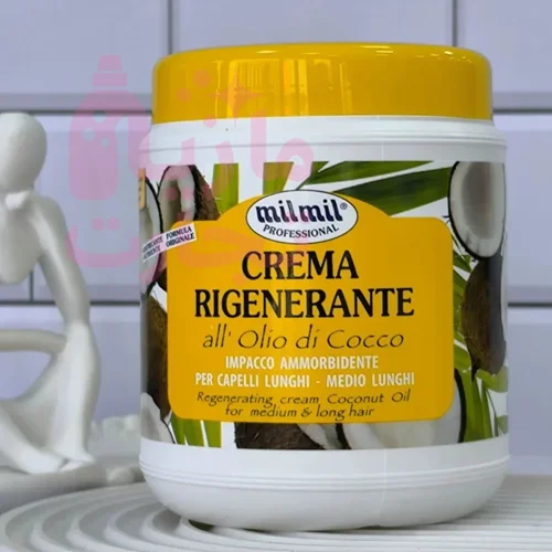 ماسک مو ایتالیایی میلمیل milmil سری CREMA RIGENERANTE مناسب موهای متوسط و بلند ۱لیتری