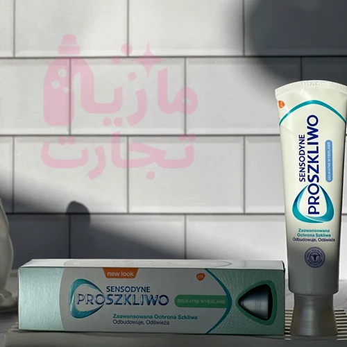 خمیردندان سنسوداین SENSODYNE سری پرونامل PROSZKLIWO مدل سفید کننده DELIKATNE WYBIELANIE حجم ۱۰۰میل
