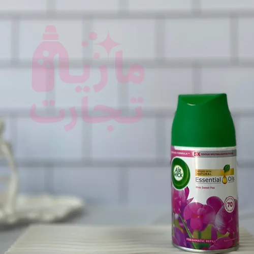 یدک اسپری خوشبوکننده هوا ایرویک AIR WICK سری ESSENTIAL OIL با رایحه PINK SWEET PEA حجم ۲۵۰میل